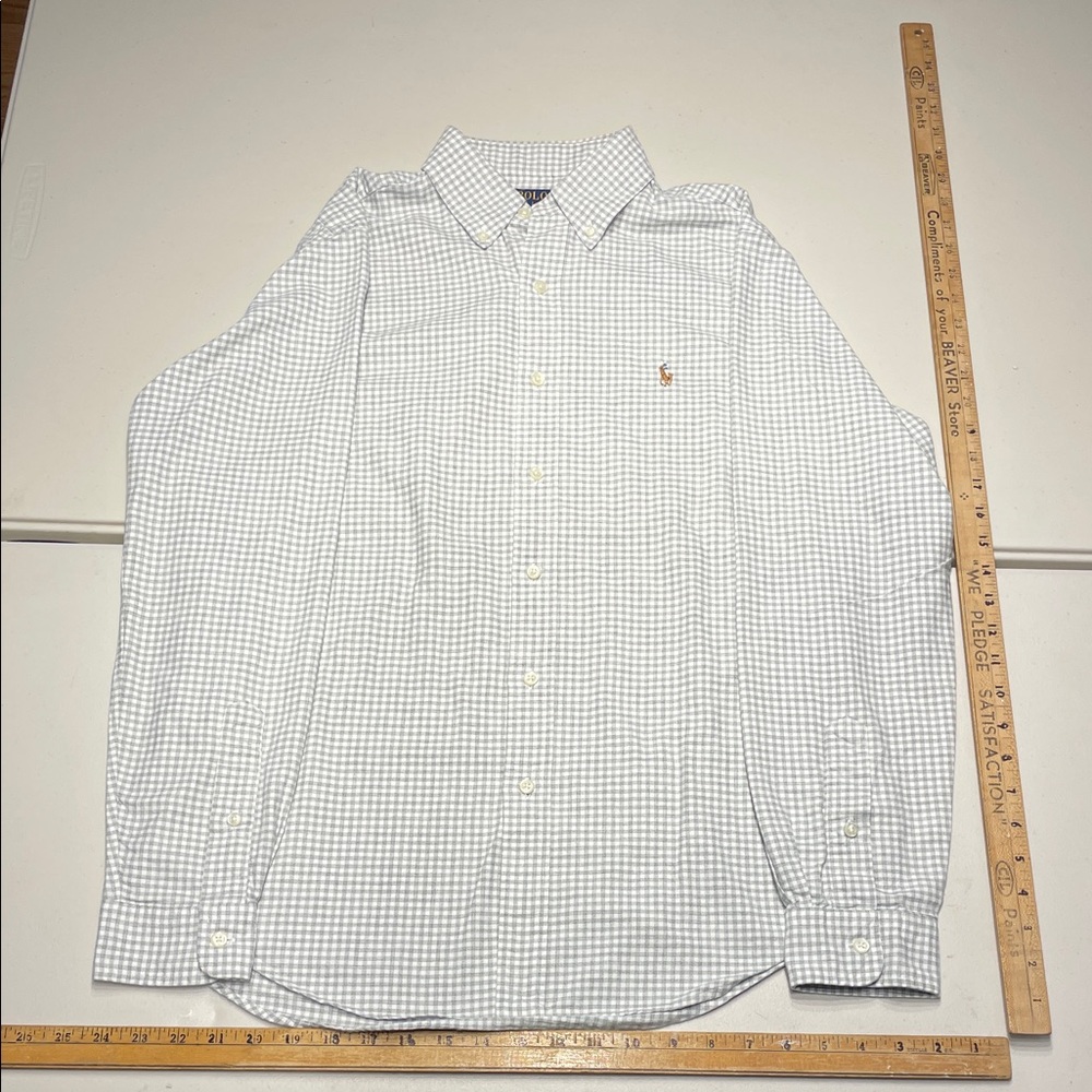 Ralph Lauren size medium Grey Gingham Lightweight Oxford Cloth Button Down Shirt